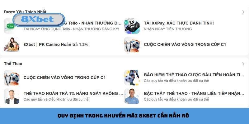 Quy định trong khuyến mãi 8xbet cần nắm rõ
